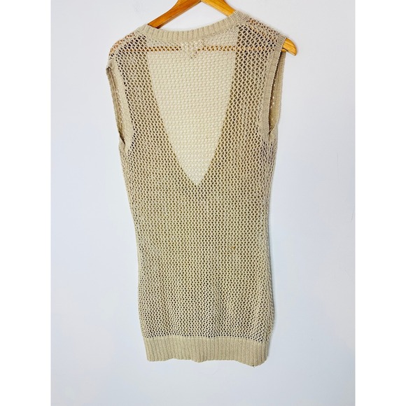 ANN TAYLOR LOFT Womens Tan open Knit Sweater Vest Size S Coastal Chic beachy - Picture 6 of 7